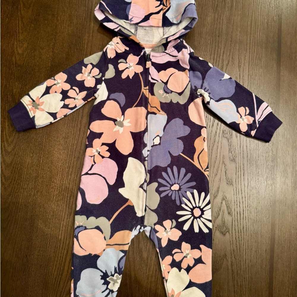 Carter's Purple and Pink Floral Footies
